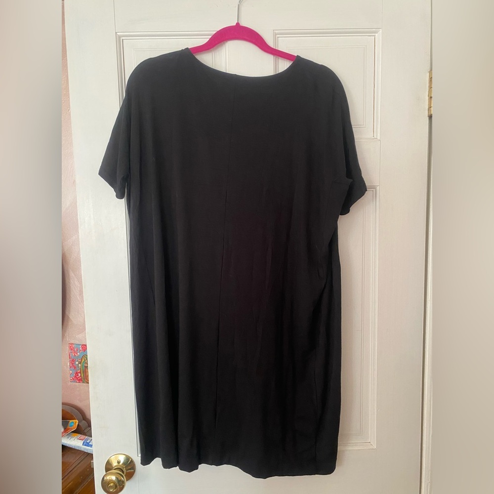 Eileen Fisher chic Black relaxed Oversized Tunic Top Lagenlook Minimalist Small